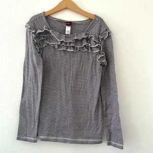 Tea Collection girls size 10 long sleeve shirt top black and white
